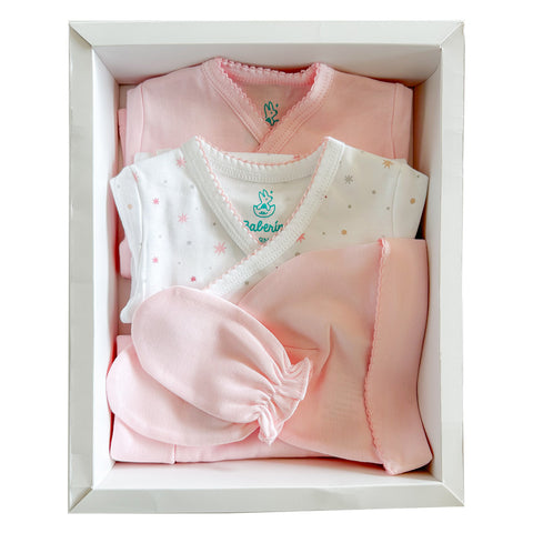 Ajuar 5 piezas rosa Algodón PIMA (PACK CLÍNICA)