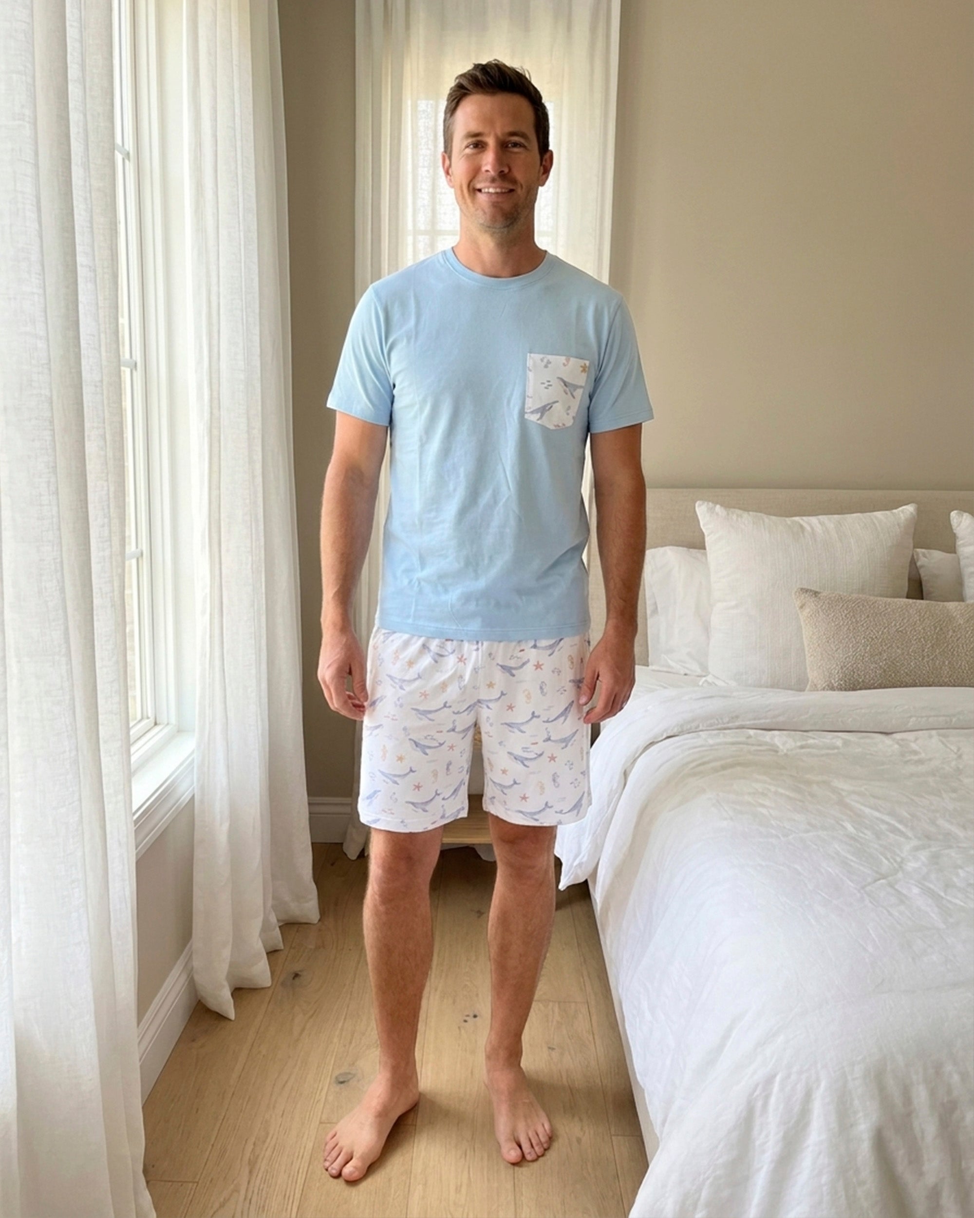 Pijama Corto Hombre Algodón Pima – Ballenas
