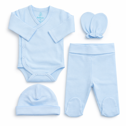 Ajuar celeste 4 piezas Algodón PIMA