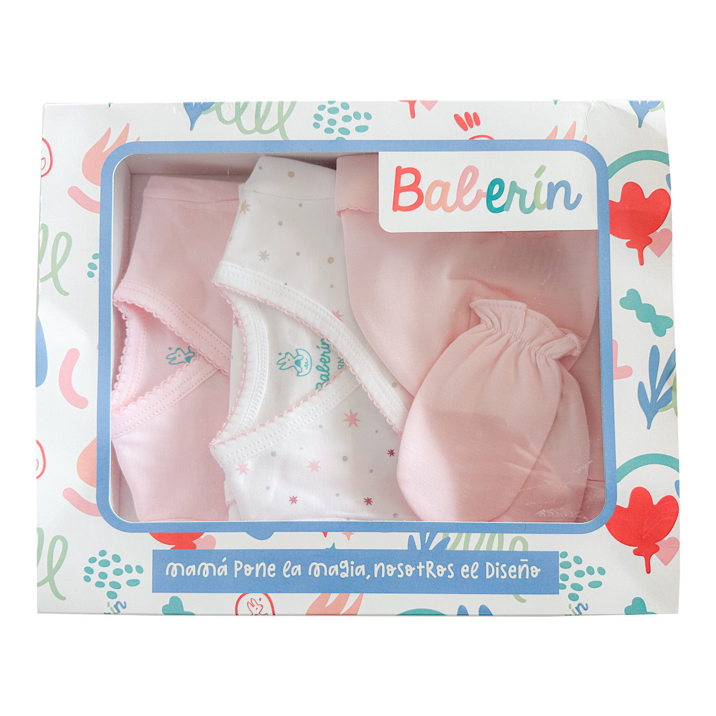 Ajuar estrella rosa 5 piezas algodón PIMA (PACK CLÍNICA)