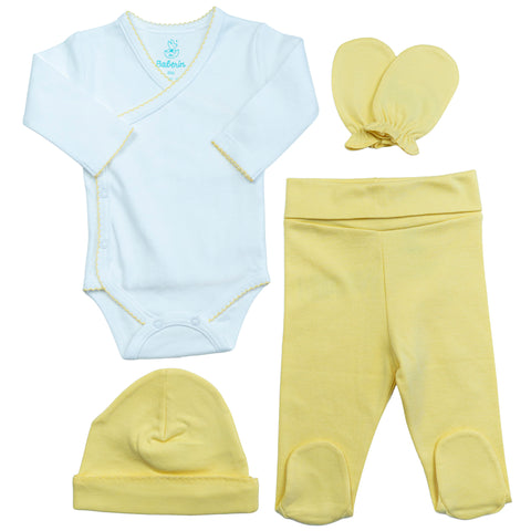 Ajuar amarillo 5 piezas algodón PIMA (PACK CLÍNICA)