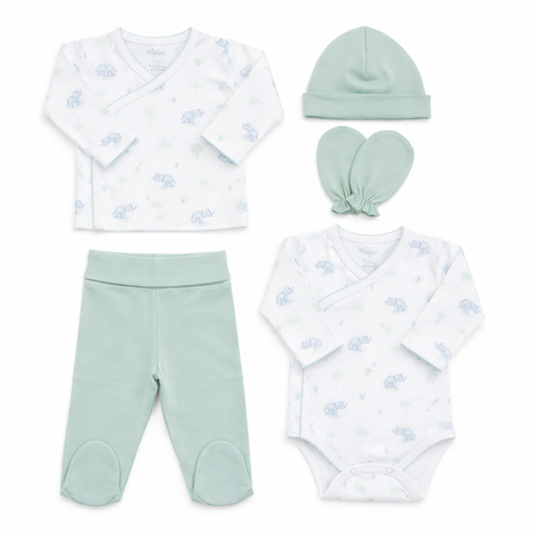 Ajuar elefante 5 piezas Algodón PIMA (PACK CLÍNICA)