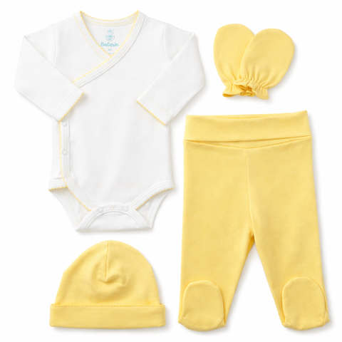 Ajuar mostaza Algodón PIMA (4 piezas)