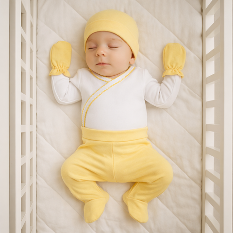 Ajuar mostaza Algodón PIMA (4 piezas)