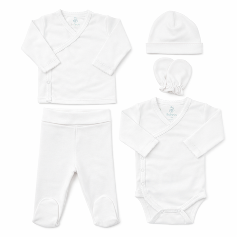 Ajuar blanco 5 piezas algodón PIMA (Pack Clinica)