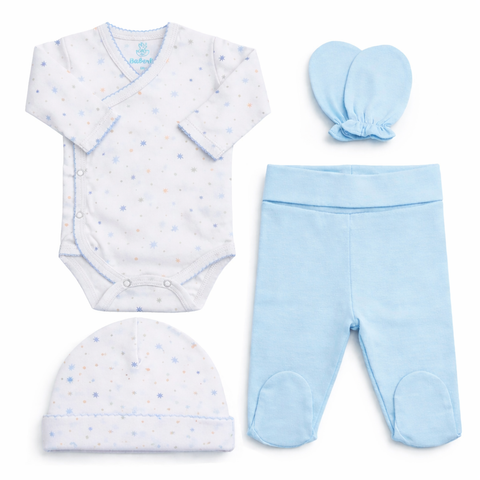 Ajuar celeste estrella 4 piezas Algodón PIMA