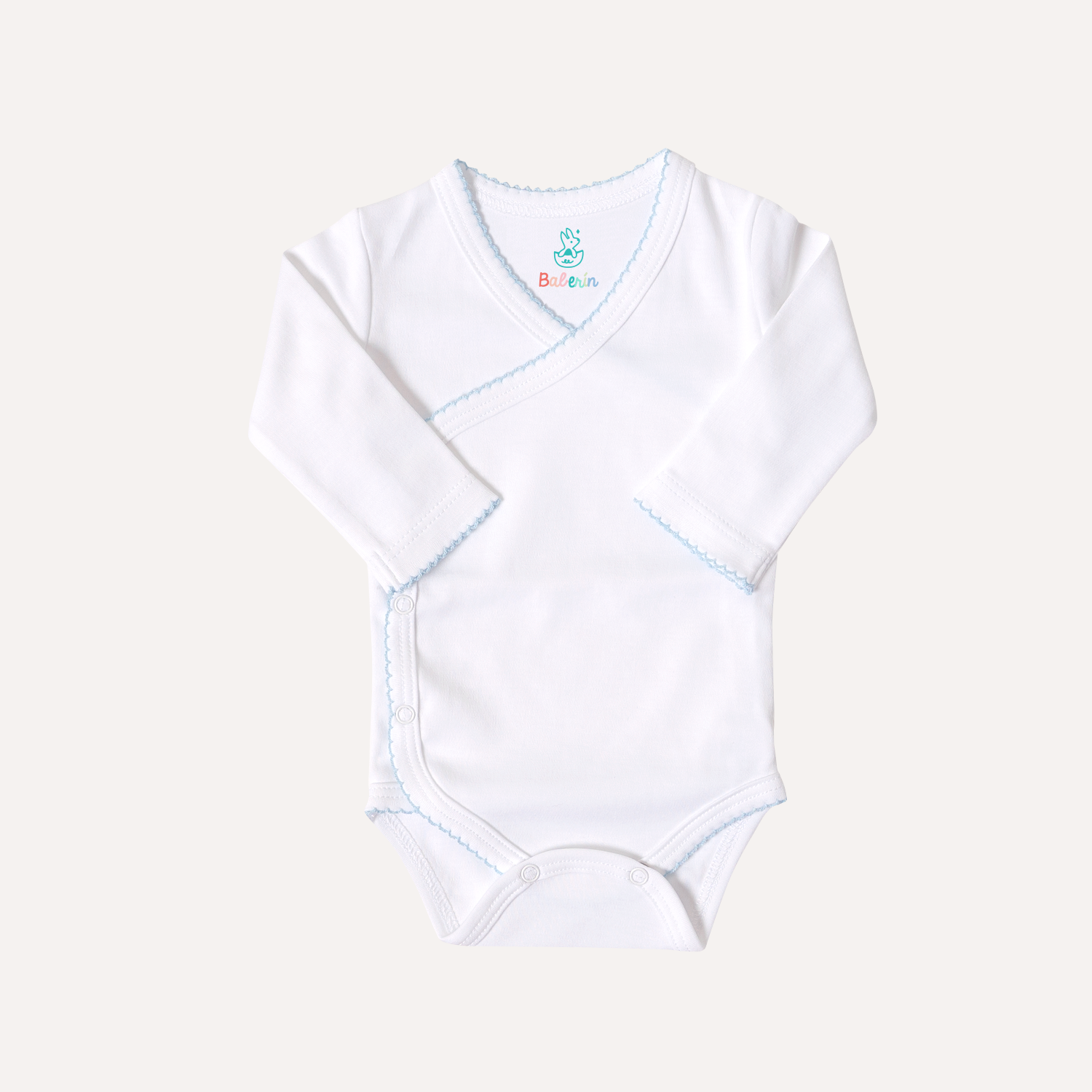 Body kimono blanco picueta celeste