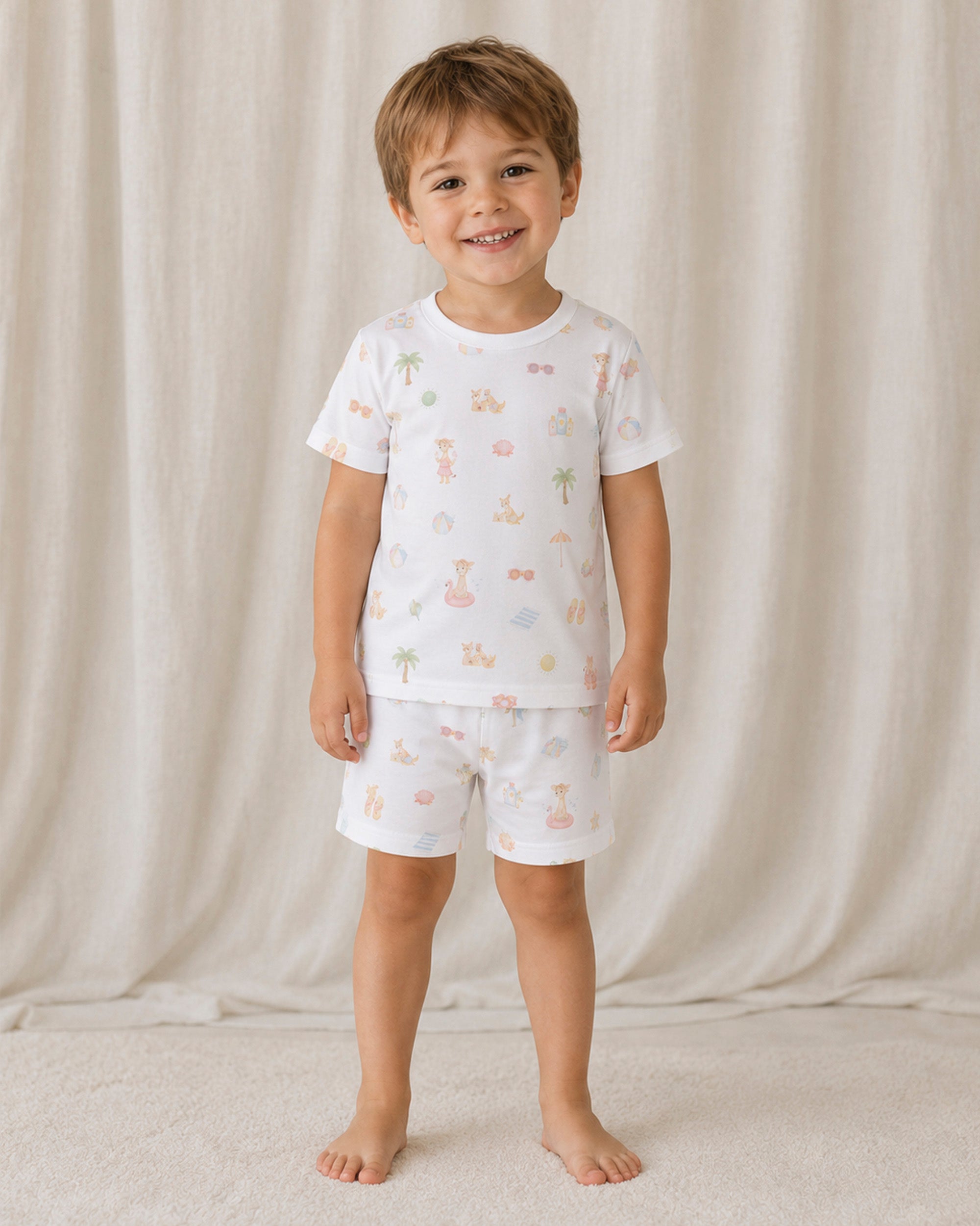 Pijama Infantil Corto Algodón Pima Playa | 2 a 8 años