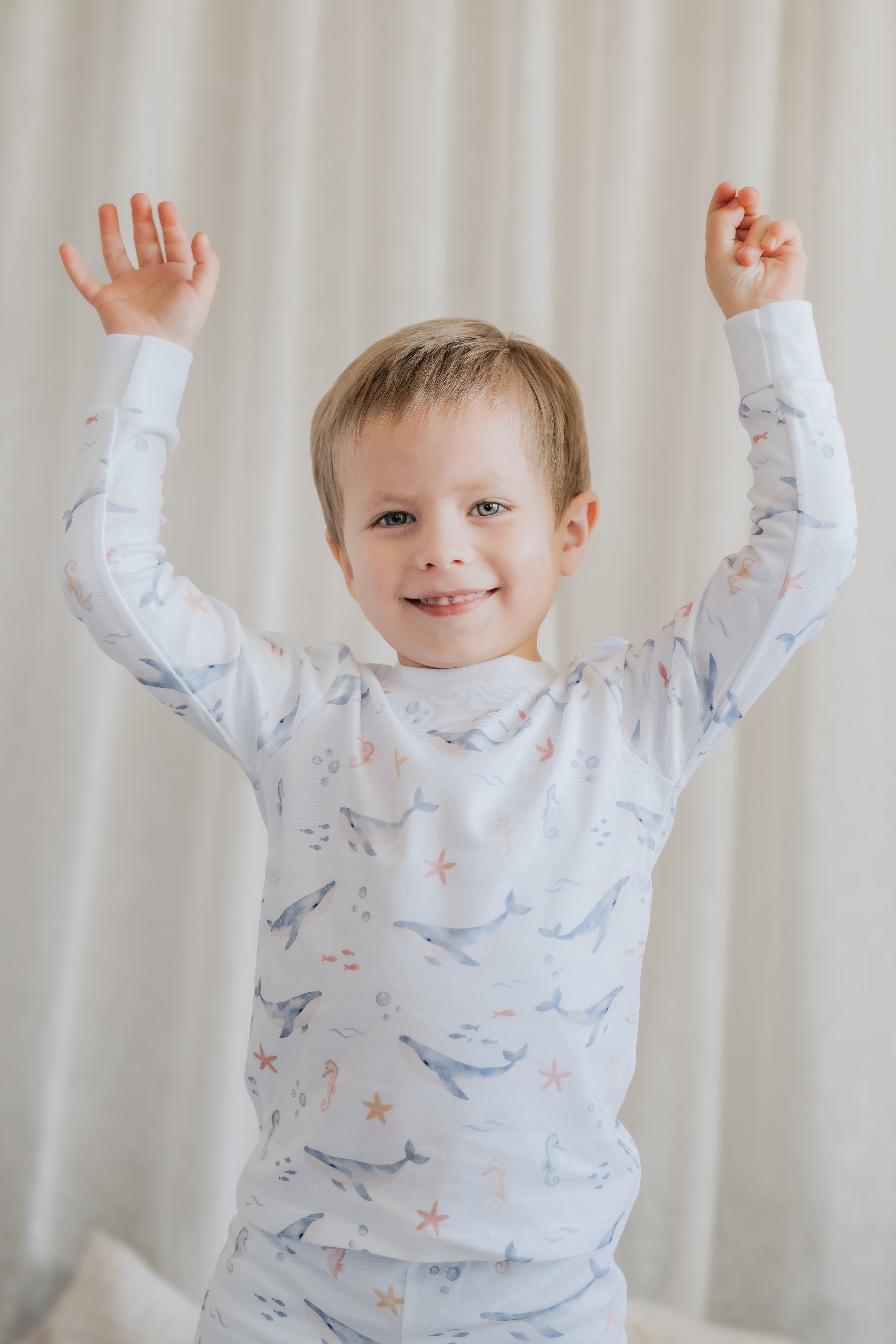 Pijama Infantil Largo Algodón Pima Ballenas | 2 a 8 años