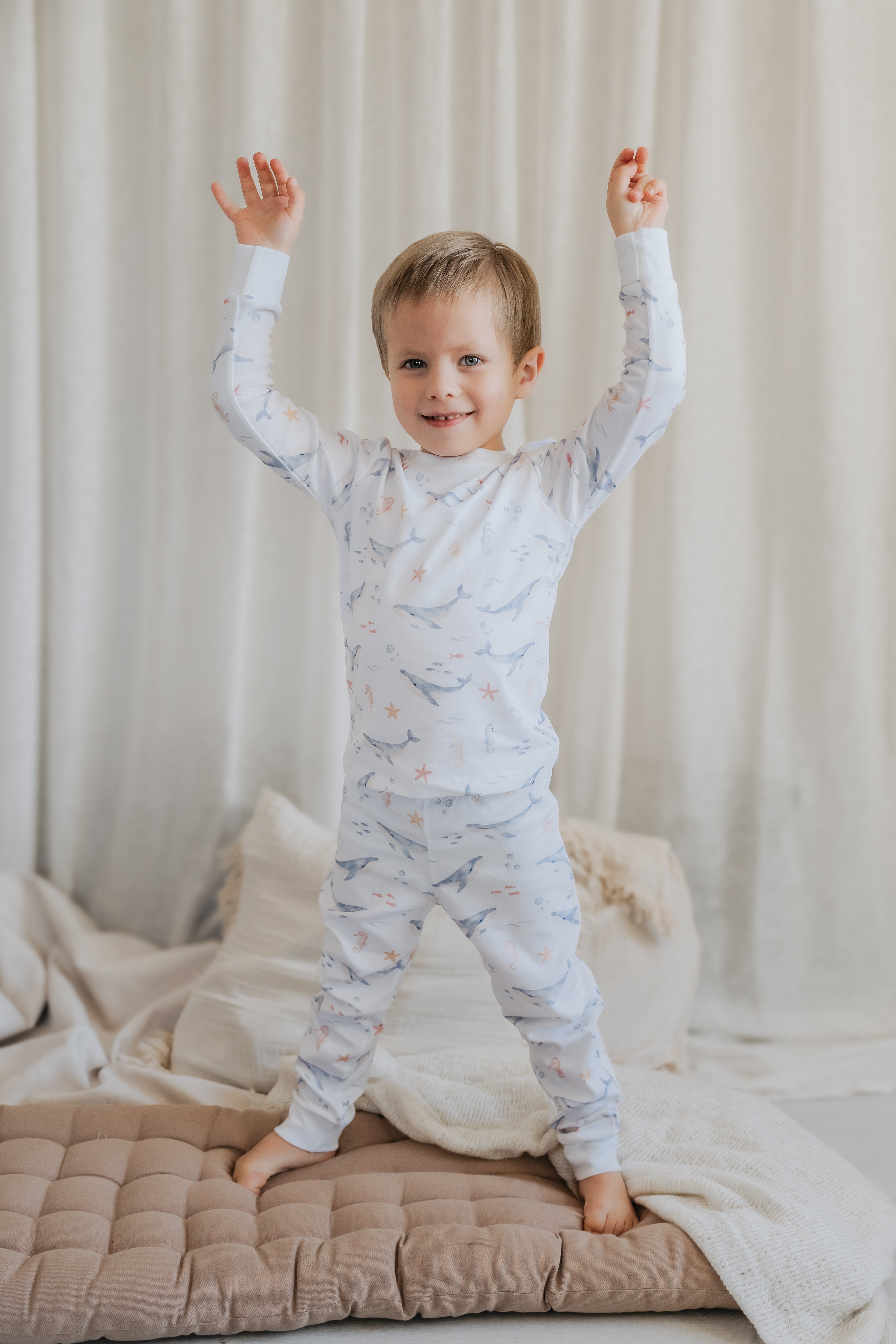 Pijama Infantil Largo Algodón Pima Ballenas | 2 a 8 años