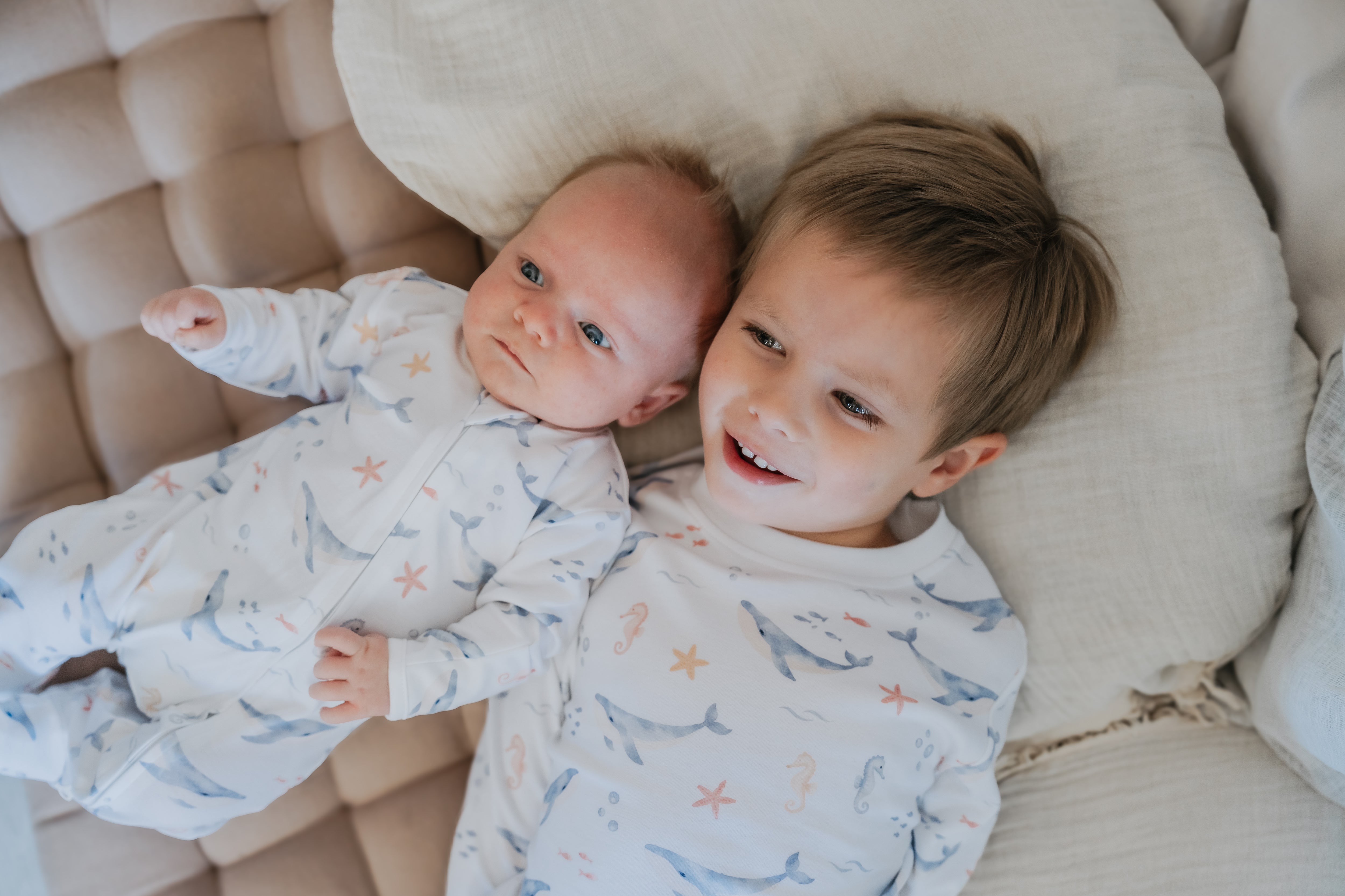 Pijama Infantil Largo Algodón Pima Ballenas | 2 a 8 años