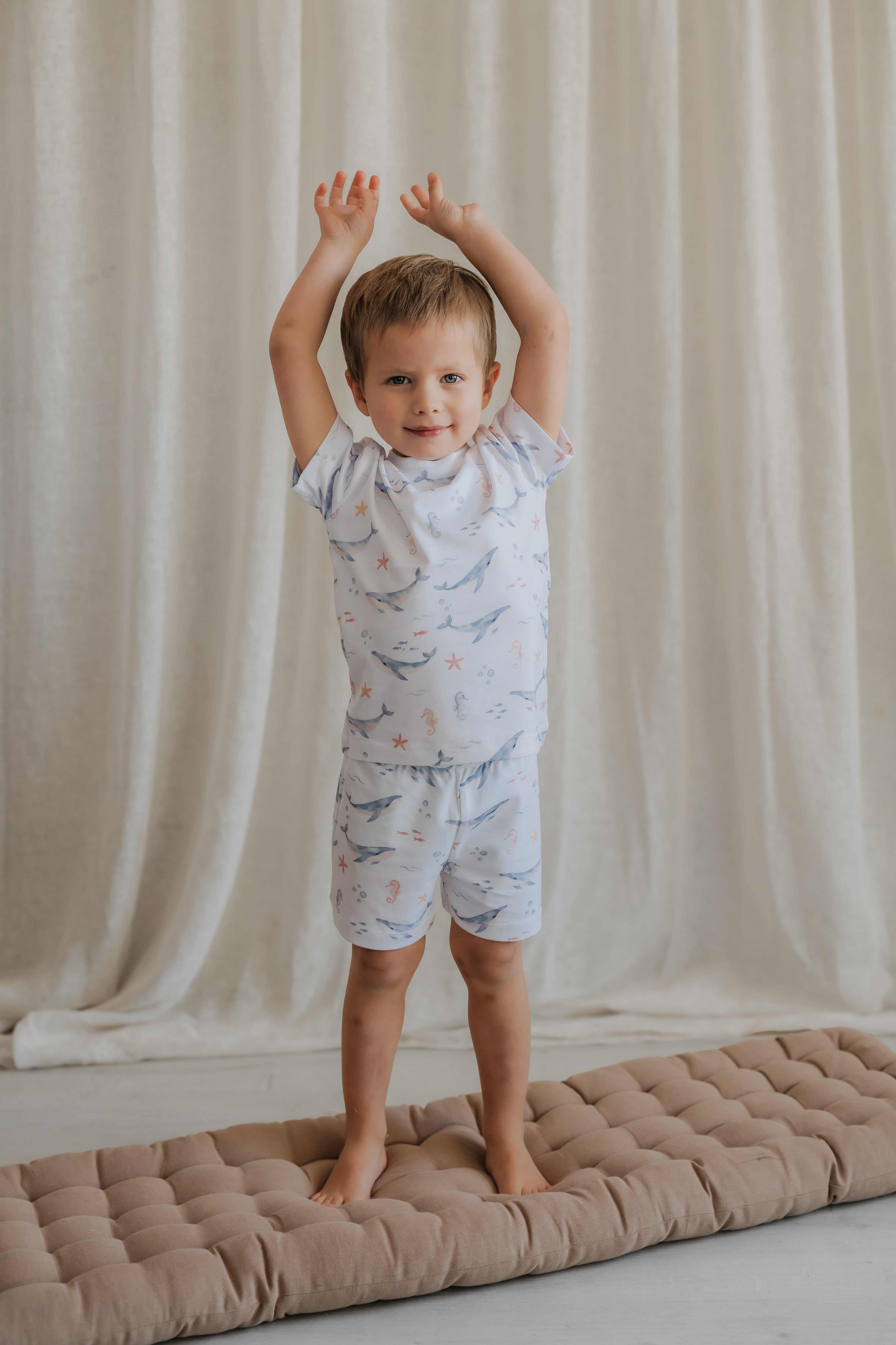 Pijama Infantil Corto Algodón Pima Ballenas | 2 a 8 años