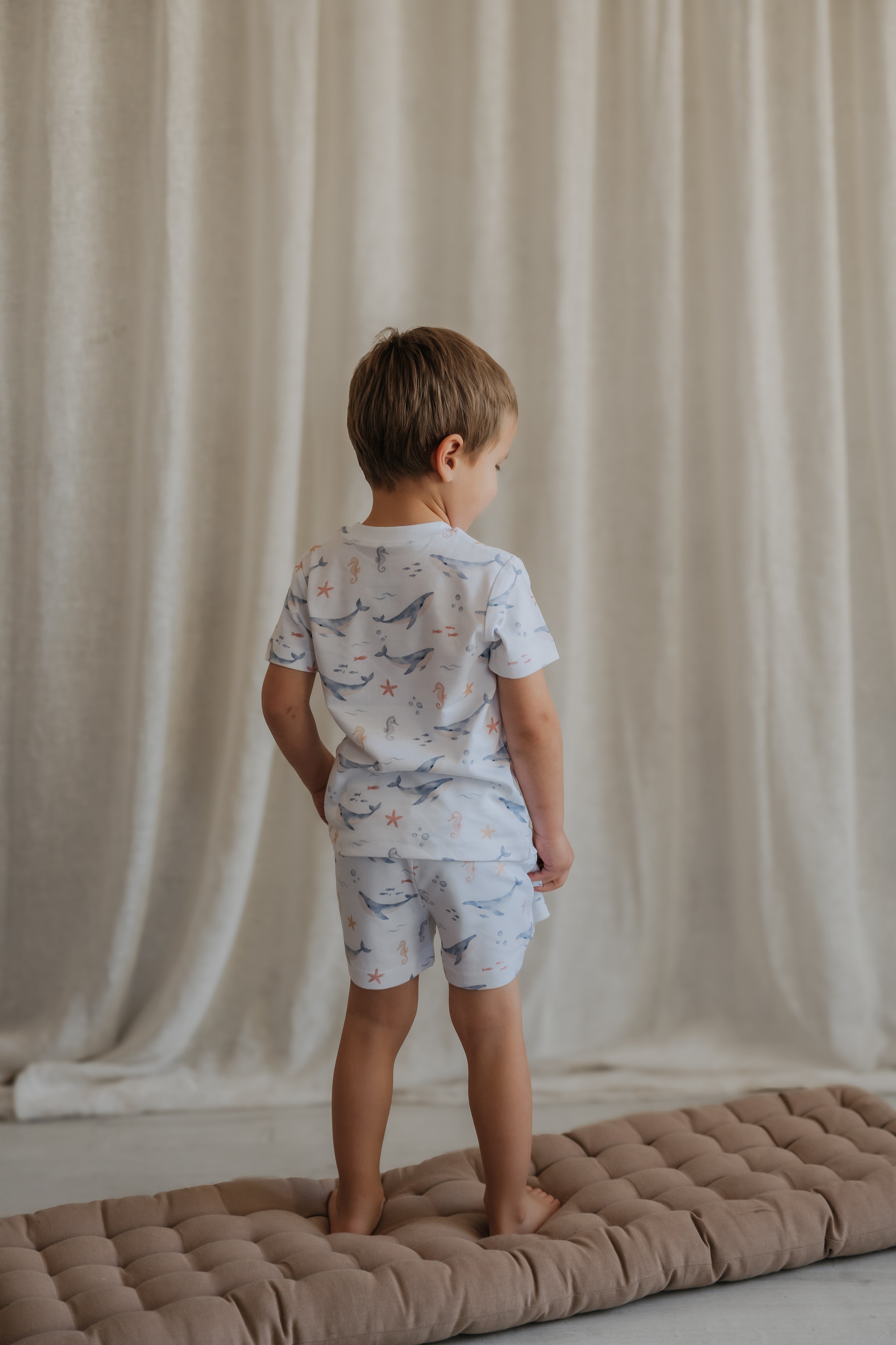 Pijama Infantil Corto Algodón Pima Ballenas | 2 a 8 años